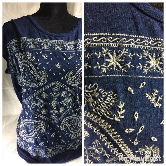 Lucky Brand Tops - Plus size! Casual, paisley stitched
